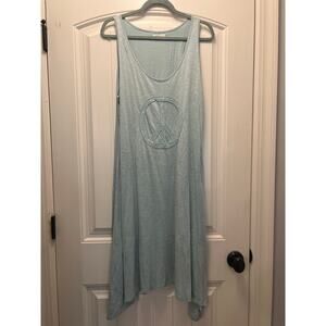 Rabalder‎ Women’s Sleeveless Peace Sign Casual Summer Tank Dress Size XXL Blue